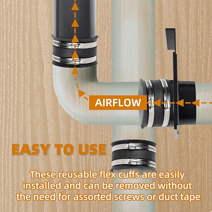 TonGass (2-Pack) 4 Inches Outer Diameter Flexible Hose Cuff Coupler with Integrated 2 Dust Collection Hose Clamps, Rubber Vacuum Hoses Connector