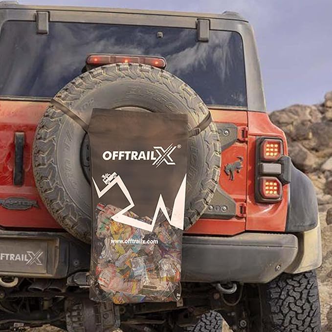 Spare Tire Hanging Mesh Trash Bag Heavy Duty Cargo Storage Bag for Wrangler, Bronco, Jeep, Truck, SUV, Car, Trunk Organizer for Camping, Beach, Outdoor, Off-Road Recovery Gear