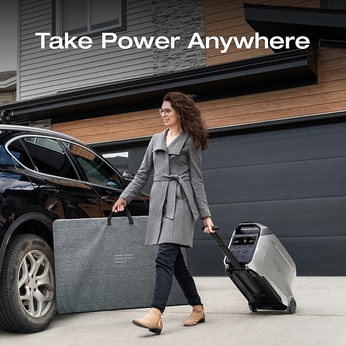 EF ECOFLOW Solar Generator 4096Wh DELTA Pro 3 with 400W Portable Solar Panel + Transfer Switch Kit, 120/240V 4000W AC Output, Power Station for Home Use, Emergencies, Power Outages, RVs