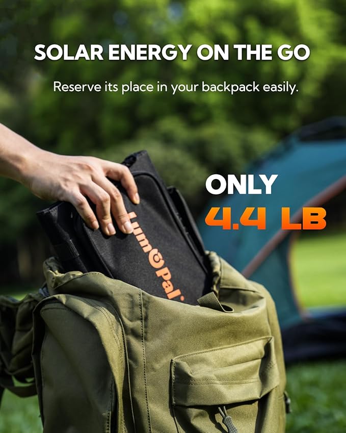 Portable Solar Panel, LUMOPAL 60W Foldable Solar Panels Folding Solar Charger with PD60W USB-C 5V USB-A QC3.0 DC18-20V, IP65 Waterproof for Camping Backpack Compatible with Phone Laptop Power Station