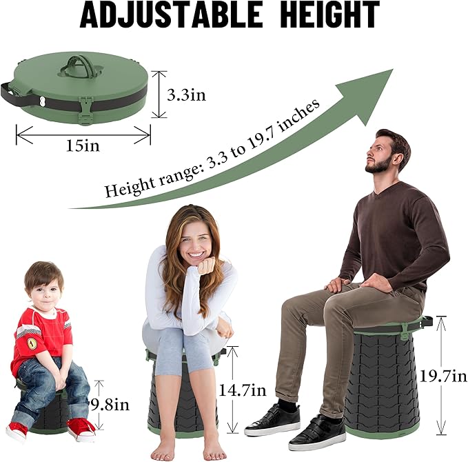 ALEVMOOM XXL Portable Toilet for Camping,880lbs Capacity,19.7" H Adjustable Portable Toilet with 7 Garbage Bags,Porta Potty for Adults,Collapsible Luggable Loo for Camping/Travel/Hiking/Car