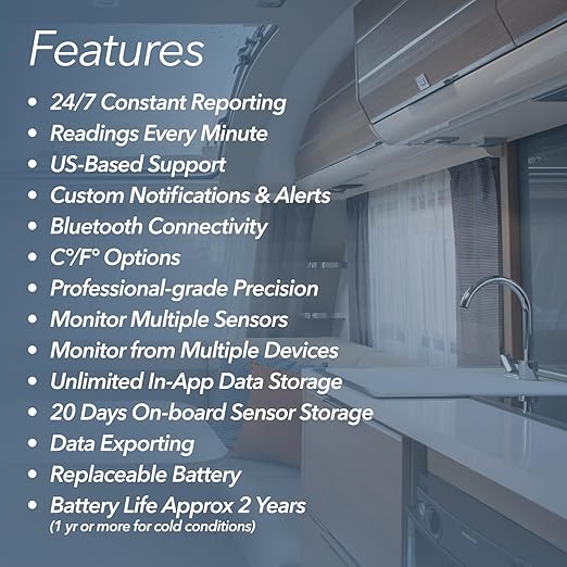 HT1 Smart Temperature Sensor and Humidity Sensor - Bluetooth Thermometer and Hygrometer with App Monitoring - Indoor/Outdoor Temperature and Humidity Monitor for RV, Basement, Fridge & More (4 Pack)