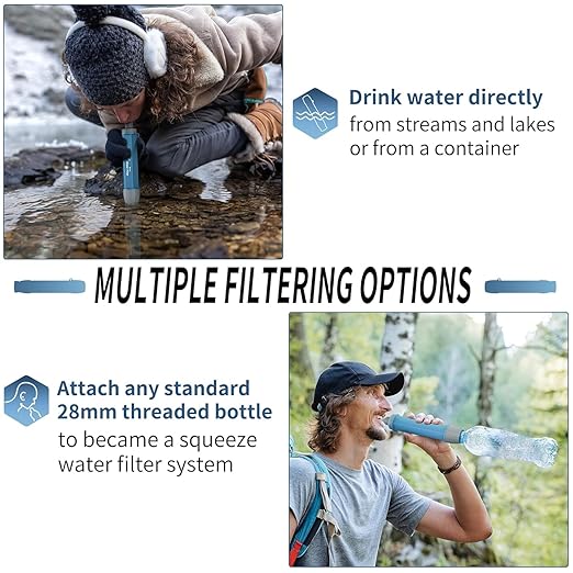 YWF01 Water Filter Straw for Drinking Survival, Portable Water Filter Water Filtration System Prepper Gear and Supplies for Emergency Preparedness, Camping, Hiking, Backpacking and Travel, 8 Pack
