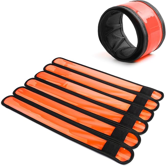 Pack of 6 LED Light Up Band Slap Bracelets Night Safety Wrist Band for Cycling Walking Running Concert Camping Outdoor Sports