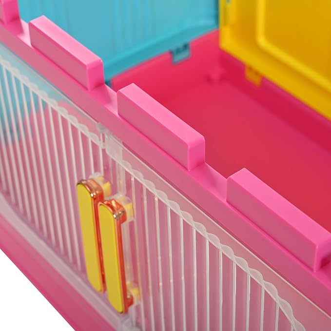 Holaki 195 QT Storage Bins with Lid, 5 Tiers Stackable Plastic Storage Bins Cabinet Box Collapsible Closet Organizers with Wheels and Magnetic Door for Princess Room, Girl(Colorful)