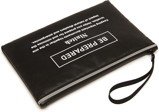 Fireproof Money Bag,small fire safe Fireproof and Waterproof Cash Bag with Zipper Closure, Fireproof Safe Storage Bag Envelope, Suitable for documents, Bank Inventory, Passport (Black, M)