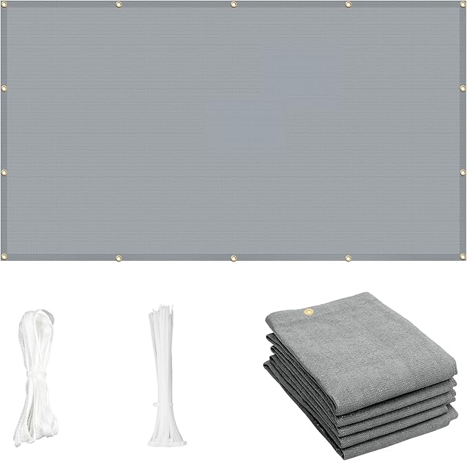 Cool Area Sun Shade Cloth with Grommets 6×20 FT Shade Panel Shade Tarp Screen Fabic for Outdoor Patio Pergola Cover Deck Garden, Silver (Customized)