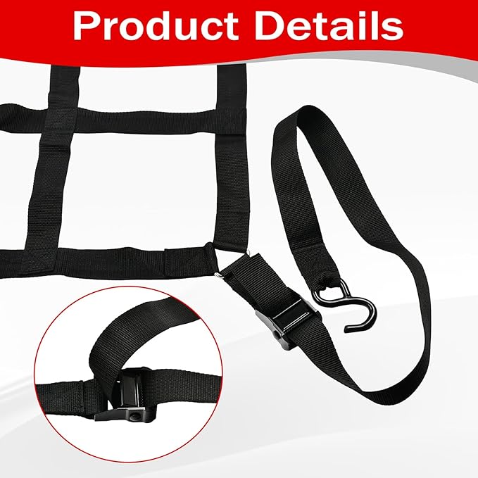 Heavy Duty 66" x 50" Truck Bed Cargo Net with Adjustable Cam Buckles & S-Hooks,5.5' x 4.17' Cargo Net with 1100LBS Capacity for Pickup Truck Bed Trailer SUV Jeeps