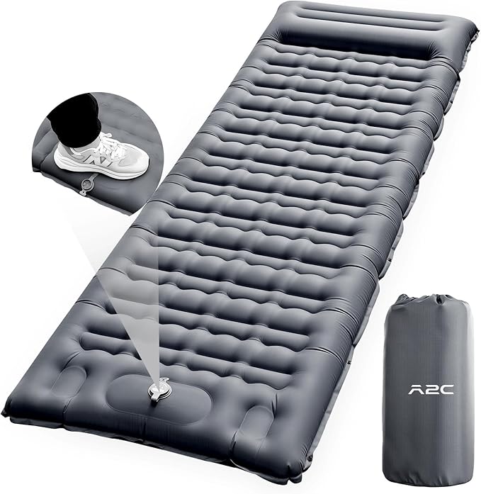 A2C Camping Sleeping Pad, Ultralight Inflatable Sleeping Pads with Built-in Foot Pump & Pillow, Compact Camping Mattress for Backpacking, Hiking, and Traveling