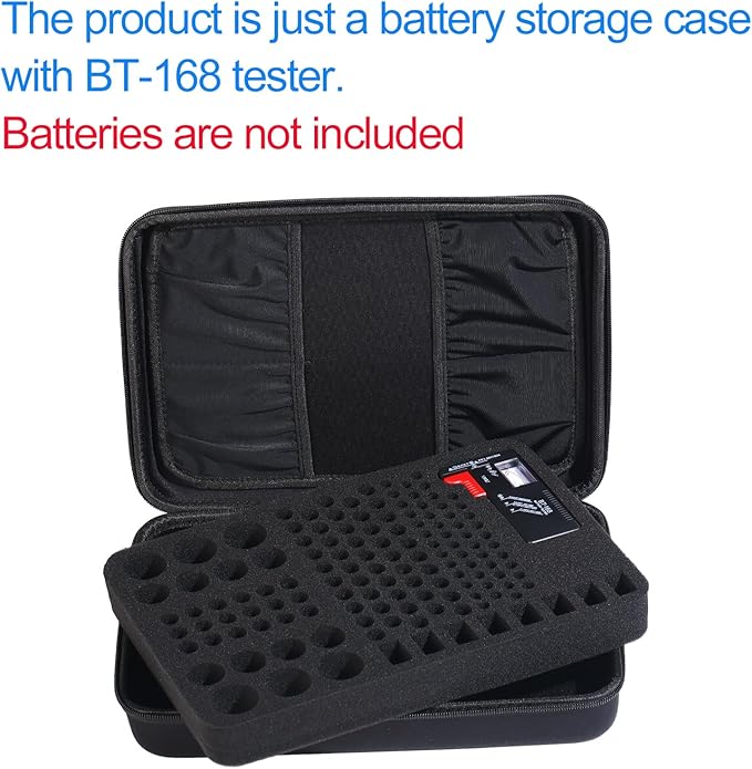 Lumus&Solem Battery organizer Storage Case with Tester for 148 Battery, Storage Case Fit for 148+ Batteries of AA AAA C D 9V