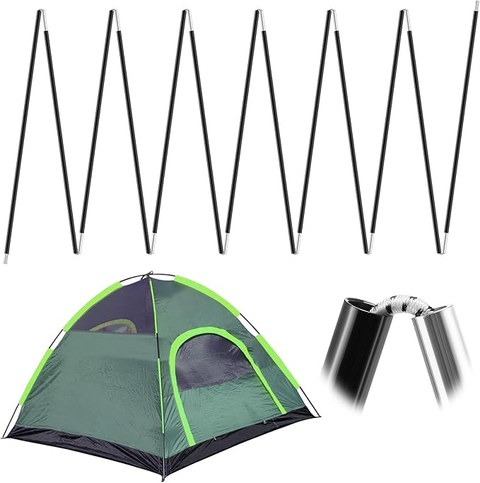 Aluminum Tent Poles Replacement - Pre-Assembled Tent Poles Stakes, Fits Both Female and Male Ends - Lightweight Tent Pole Repair Kit for Hiking Camping Backpacking Tent, 16FT 3IN