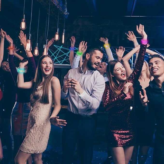 Yowivon 6 Pack Led Light Up Bracelets for Women Men Glow in the Dark Party Supplies Neon Rave Accessories Cool Halloween Birthday Party Favors