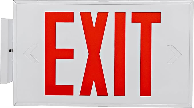 TANLUX Red Exit Sign with Steel Housing, LED Emergency Exit Light with Battery Backup, UL Listed, AC 120/277V, Commercial Emergency Lights for Business
