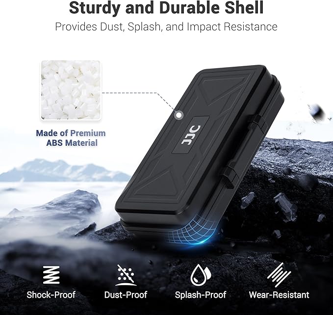 JJC Camera Battery & SD Card Case for 3 Camera Batteries, 6 SD Cards, 5 CFexpress Type A Cards, 6 CFexpress Type B or XQD Cards, Water-Resistant & Anti-Shocked DSLR Battery SD Card Holder