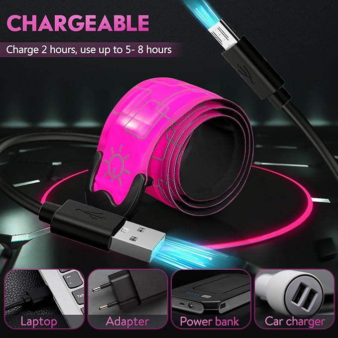 Simket LED Armband Rechargeable for Running(2 Pack), Running Lights for Runners, Running Lights, High Visibility Reflective Running Gear Adjustable Light Up Arm Bands for Men Women Kids