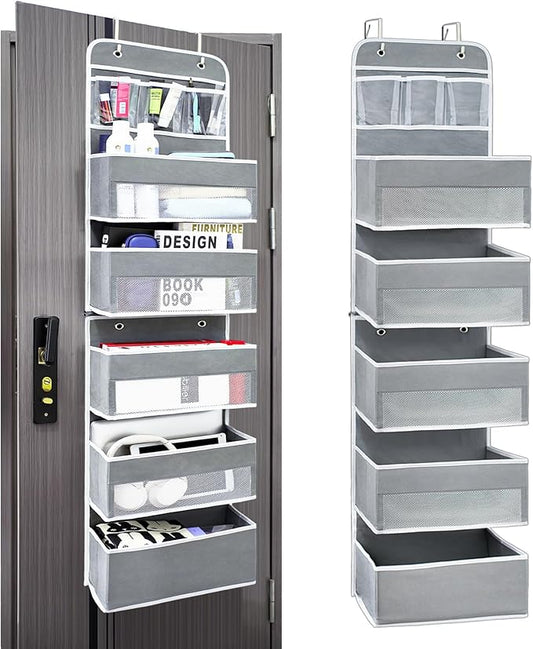 Over The Door Organizer Storage, 6 Shelf Removable Hanging Reinforced Anti-tilt, 44 lbs Load-Bearing, Suitable for Bedroom, Bathroom, Pantry Organization and Storage