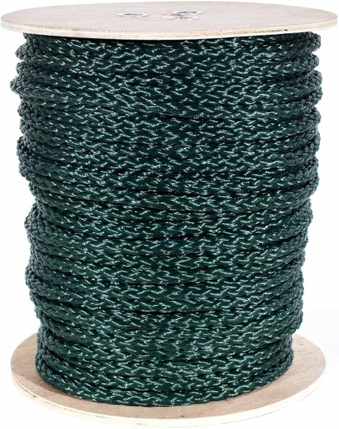 Hollow Braid Polypropylene Rope (1/2 Inch, 500 Feet, Hunter Green) - Barrier Rope - Trail Marking, Crowd Control, Golf Courses