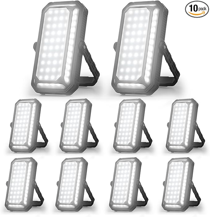 LED Camping Lantern Rechargeable, 10000mAh Portable Camping Lights up to 120+ Hours, 12 Light Modes, Dimmable, LCD Digital Display, Waterproof, Camping Essentials for Power Outages, 10 Packs