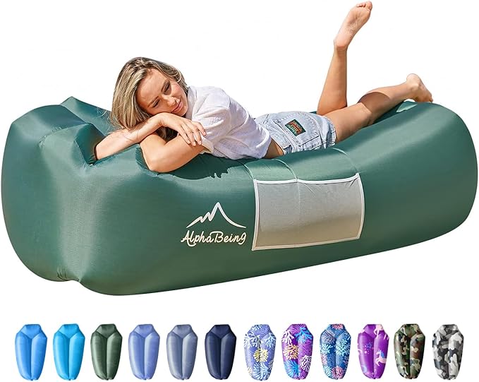 AlphaBeing Inflatable Lounger Beach Chair Accessories, Air Sofa Hammock Inflatable Couch for Camping Backyard Lakeside with Compression Sacks, Ideal Outdoor Gifts for Adults