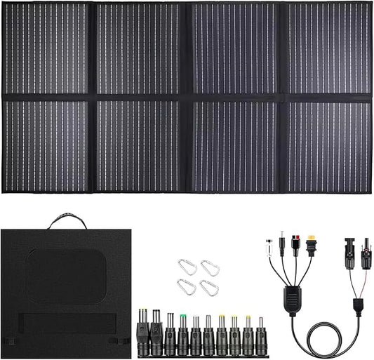 400W Portable Solar Panel, Up to 25.8% Conversion Efficiency N-Type Solar Cell, with Adjustable Kickstand, IP68 Waterproof, Foldable Solar Panel for Camping RVing Home Backup
