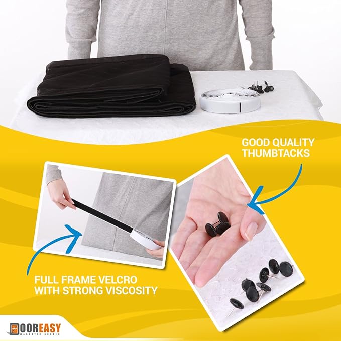 DOOREASY Magnetic Screen Door Easy Install Screen for Doorways/Doors/Patio, Quick Close No Slightest Gap, Fresh Air in(Fits Doors Up to 34"x82")