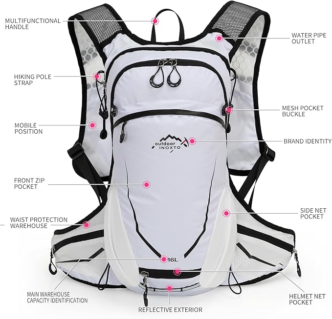 16L Hydration Backpack with Free 2-Liter Water Bladder,The Lightweight Hydration Pack for Cycling, Hiking, Skiing