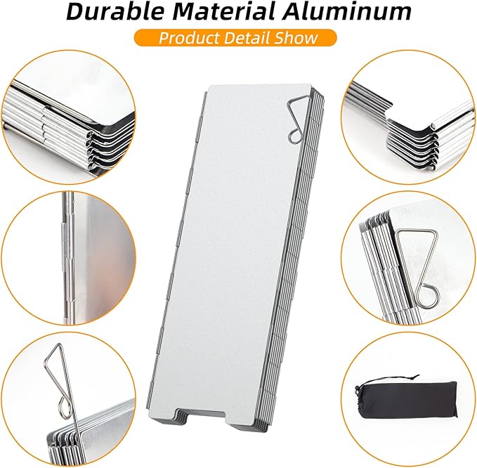 Camping Stove Windscreen 12 Plates Ultralight Folding Camp Stove Windscreen Portable Camping Stove Windshield for Use with Alcohol Stoves and Other Backpacking Stoves Butane Stoves