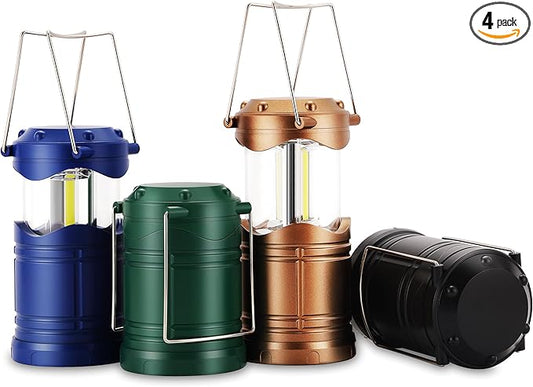 Lichamp LED Camping Lantern, 4 Pack Battery Powered Flashlight for Power Outages, Portable Collapsible Hanging Light Essential for Home, Outdoor, Emergency Lamp Survival Kit Gear for Hurricane, C5