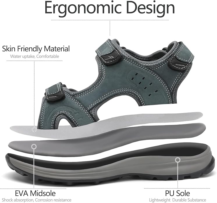 FLARUT Men's Sport Sandals Outdoor Hiking Sandal Open Toe Walking Sandals for Summer Beach Water Shoes