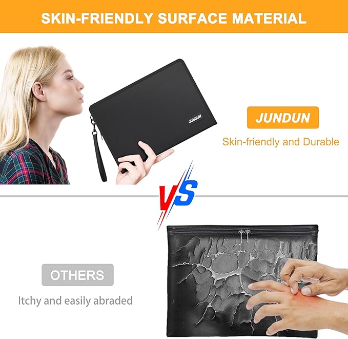 JUNDUN 5200℉ Fireproof Document Bag,13.5”x 9.6” Water Resistant and Fireproof Money Bag with Zipper,Home Fire Safe Storage Bag Pouch for Letter Size Documents,Cash,Passport and Cards