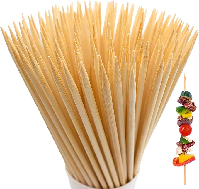 BLUE TOP 200pcs Natural Bamboo Skewers 10 inch Φ=4mm;Bamboo Sticks for Grilling, BBQ, Kabob,; Candy Sticks for Fruits, Candies, Chocolate Fountain, Appetizer, Plant Sticks for flower tomato growth