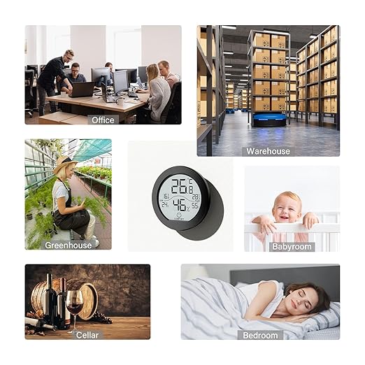 SECRUI Indoor Digital Hygrometer 3 Pack Room Thermometer and Humidity Gauge LCD with Max and Min Records (Black)