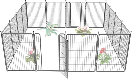 FXW Garden Fence with Door, 40in(H) x 36ft(L) 16 Panels Dog Fence Outdoor for The Yard - Heavy Duty Metal Fencing Tall Animal Barrier for Dog and Rabbit, Easy Assemble