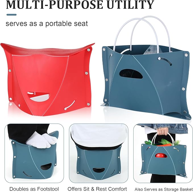 4Pcs Airplane Foot Rest for Long Flight, Lightweight RV Collapsible Stool for Camping, Multifunction Step Stool with Handbag Function for Outdoor Camping & Home & Office(Multicolor)