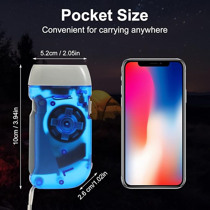 Mudder 24 Pieces Hand Crank Flashlight with LED Self Powered Charging Torch Dynamo for Camping Emergency(Yellow, Red, Grey, Blue)