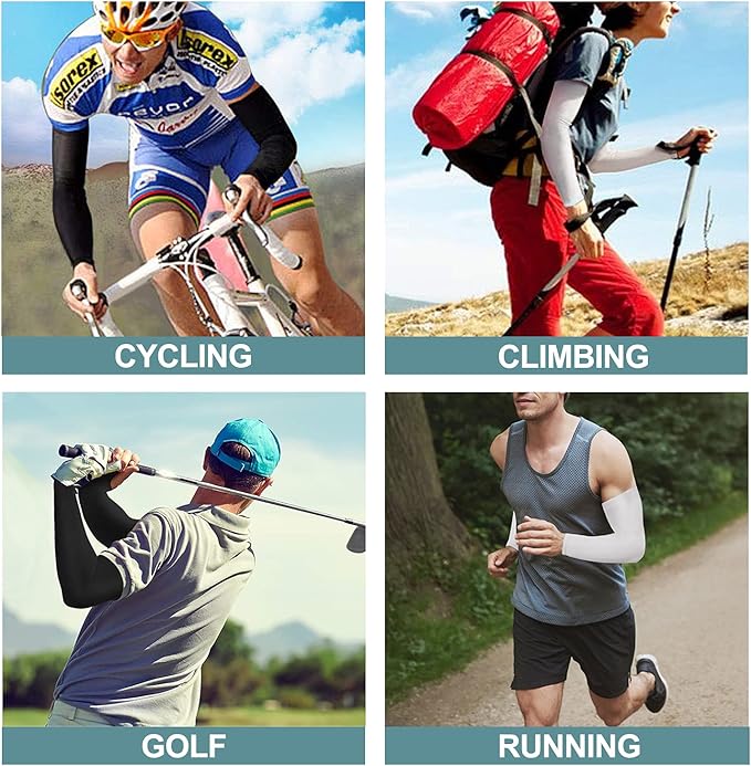 4 Pair UV Sun Protection Arm Sleeves for Men & Women,Cooling UPF 50 Arm Cover for Baseball,Cycling,Basketball