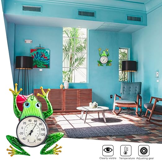 MUMTOP Outdoor Thermometers for Patio - Indoor Outdoor Thermometer, Frog Wall Thermometer Wireless for Garden Home Decor