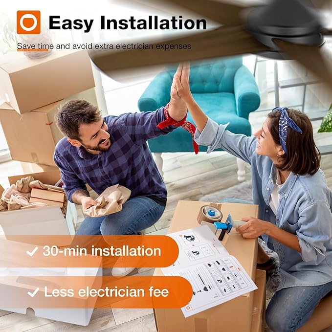 addlon Ceiling Fans with Lights, 42 inch Black Ceiling Fan with Light and Remote Control, Reversible, 3CCT, Dimmable, Noiseless, Small Ceiling Fan for Bedroom, Farmhouse, Indoor/Outdoor Use