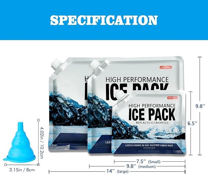 Reusable Ice Packs for Coolers Long Lasting Gel Freezer Packs for Cooler Bag Backpacks, Lunch Box, Cooler Bag, Keeps Food Cold Fresh (Set of 3)