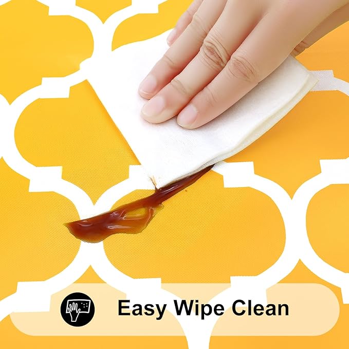 Smiry Rectangle Picnic Table Cover, Waterproof Elastic Fitted Camping Tablecloths for 4 Foot Tables, Wipeable Flannel Backed Vinyl Tablecloth Protector for Outdoor (Mustard Yellow, 30x48 Inches)