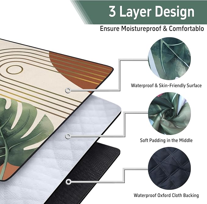 Extra Large Picnic Outdoor Blanket 60''x80'' Boho Plant Waterproof and Sandproof Picnic Mat for Beach Foldable Camping Accessories for Grass Lawn Park