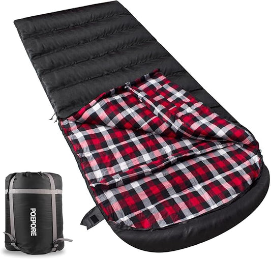 Flannel Sleeping Bag Cotton 0 Degree Cold Weather for Adults XXL Sleeping Bag 4 Season Big and Tall with Compression Sack