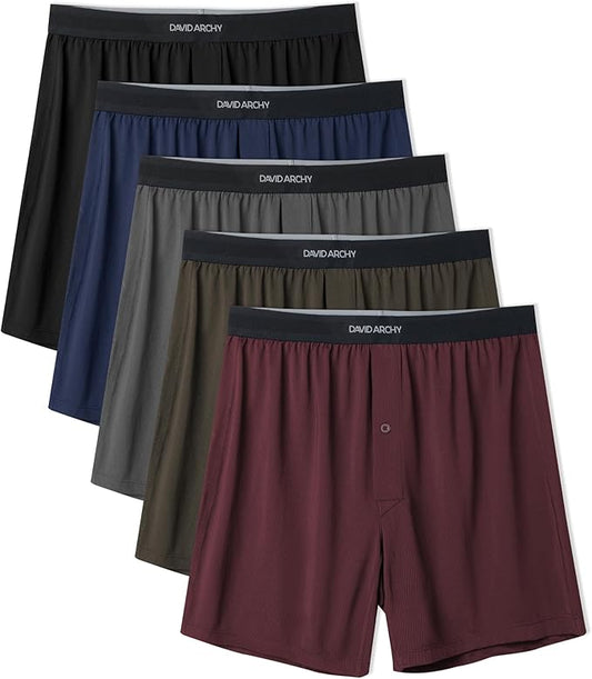 DAVID ARCHY Mens Boxer Shorts Underwear Quick Dry Breathable Mens Boxers Moisture Wicking Boxers for Men 3 or 5 Pack