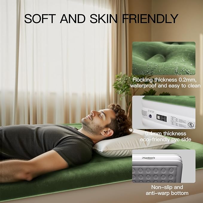 2025 Upgraded Queen Air Mattress with Built in Pump，16'' Comfort Blow up Mattress, Quiet Surface Portable Inflatable Mattress, Air Bed with Storage Bag for Guests, Home, Camping, 660 lbs Max