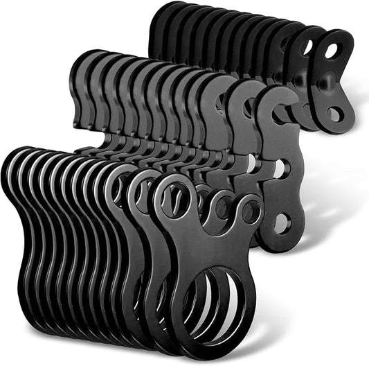 36 Pieces Tent Rope Tensioner - 3 Types Alloy Guyline Tensioner Camping Tent Guyline Cord Adjuster Combination Camping Gear (Black, Standard)