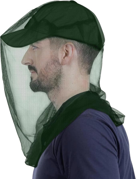 South to East Premium Mosquito Head Net for Insect, 2 Pack, Fly & Bug Protection | Ultra Large & Long, Extra Fine Holes for Camping, Hiking, Fishing, Gardening, Safari, Fits All Hats, Green
