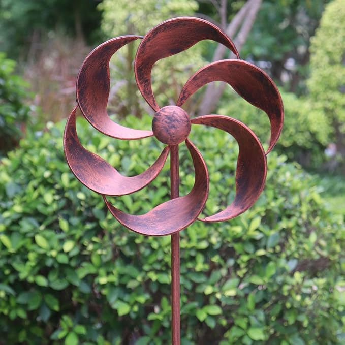 360 Degree Swivel Metal Wind Spinner Single Blade Willow Leaves Classic Outdoor Decor for Garden Patio Lawn Yard 48x10 Inches