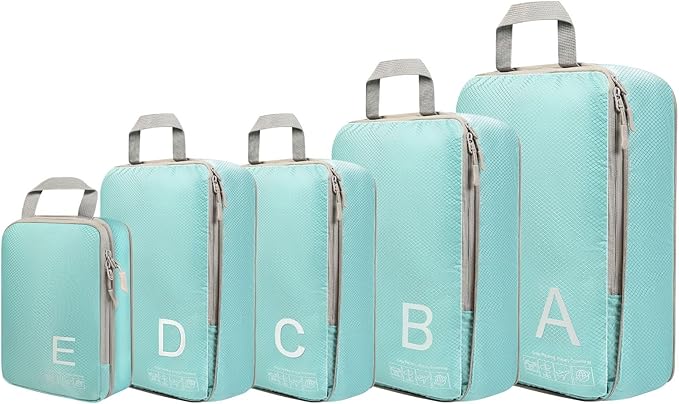 Compression Packing Cubes for Travell Fabric Packing Cubes with Smooth Zippers, Space-Saving Compression Bags for Travell, Luggage Organizers for Clothes, Shoes, and Accessories