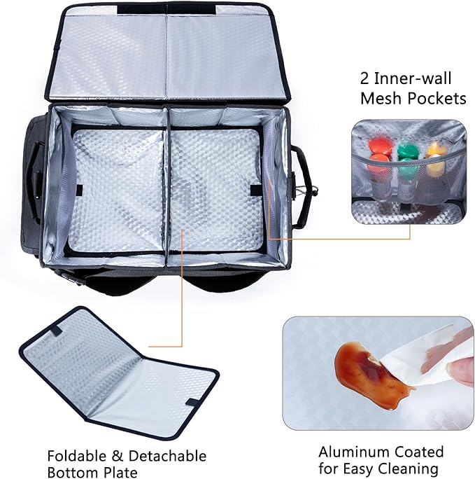 Large Grill Caddy with Lid – BBQ Organizer for Camping, Tailgating, RV, Boating – Grilling Gifts for Men – Collapsible Griddle Tote Bag with Shoulder Strap – Outdoor Essentials