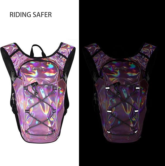 Reflective Hydration Backpack, Hydration Pack - Water Backpack with 2L/3L Hydration Bladder, Essential for Festivals - Rave Hydration Pack for Hiking, Running, Cycling, and Festivals